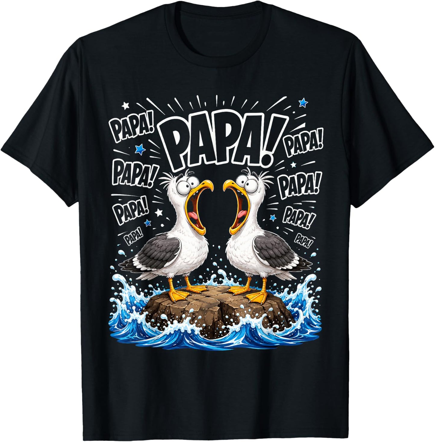 Dad Seagull Funny Papa Seagulls Fathers Day Humor Bird Lover T-Shirt - T-Shirt | Black
