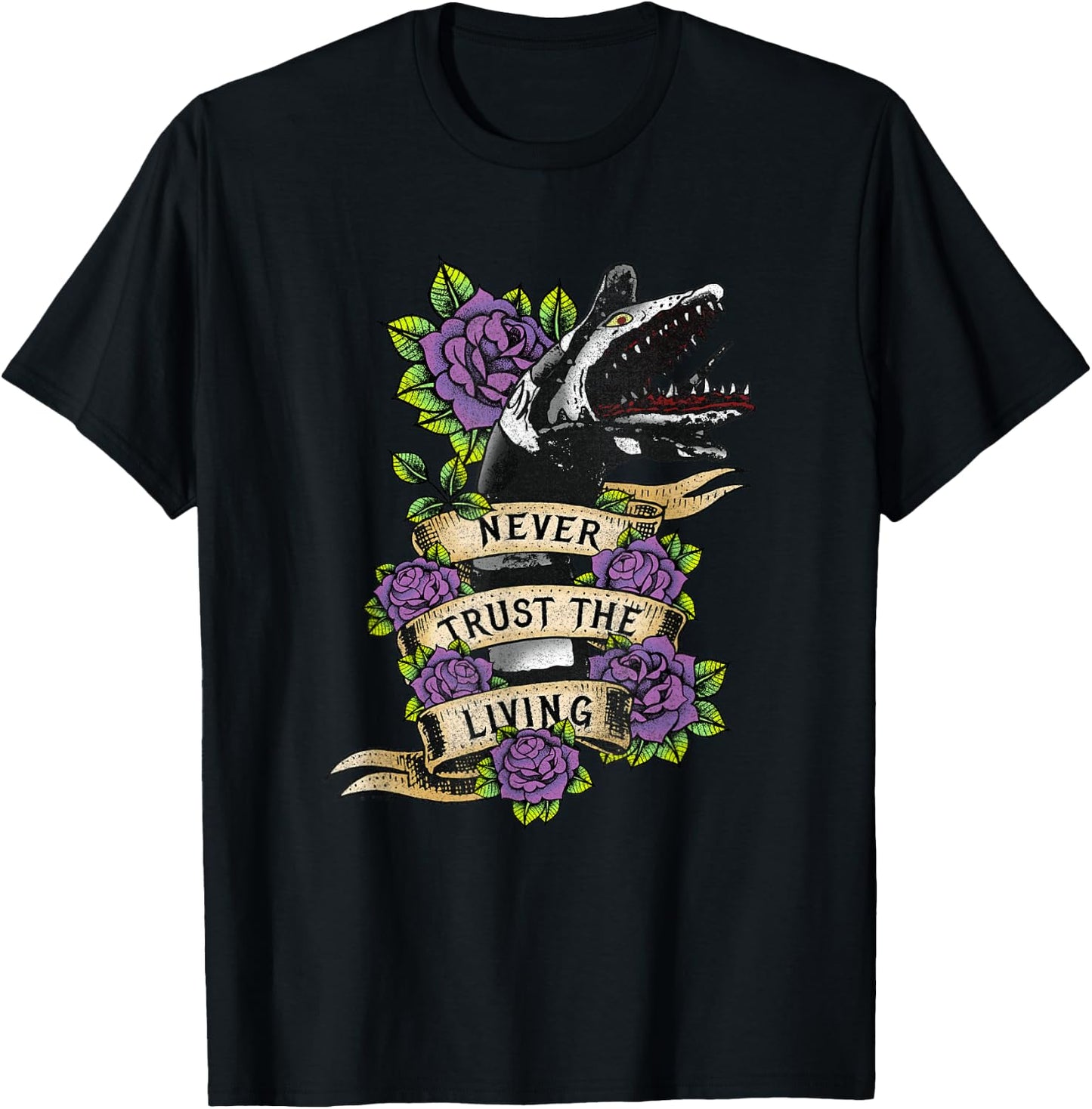 Beetlejuice Vintage Never Trust The Living Sandworm Tattoo T-Shirt - T-Shirt | Black