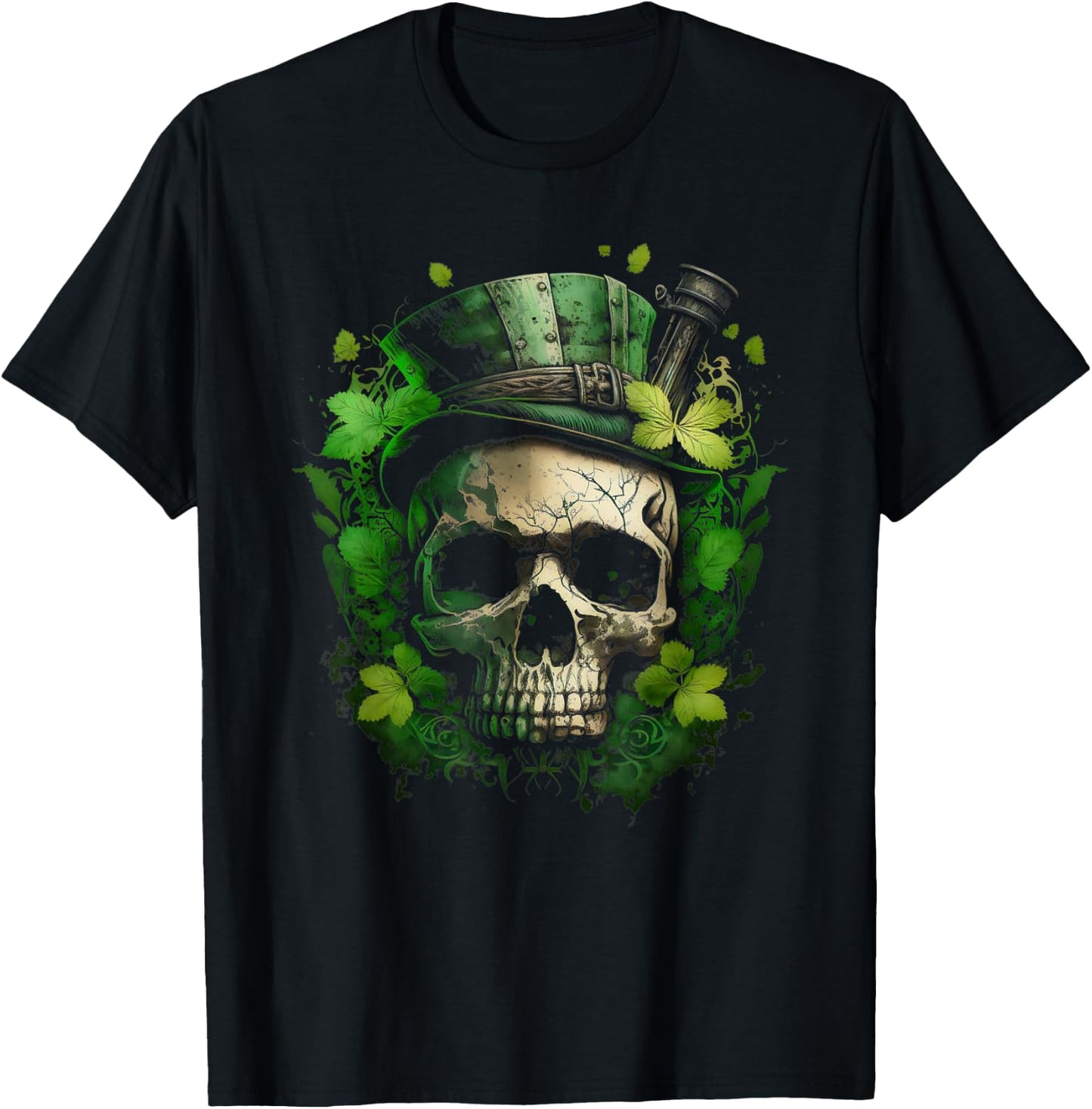 Irish Dark Luck St Patricks Day Skull T-Shirt - T-Shirt | Black