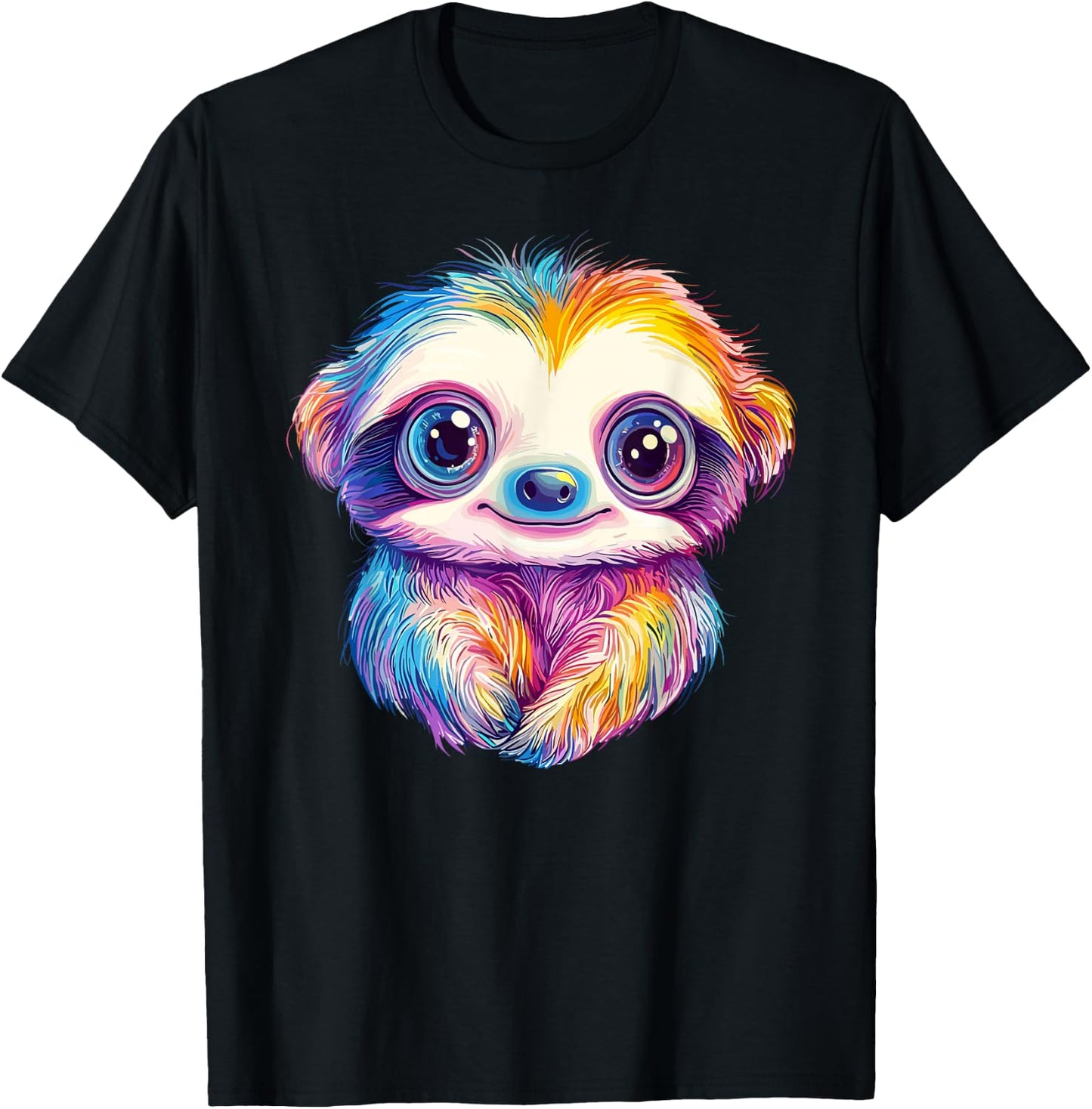 Colorful Rainbow Sloth T-Shirt - T-Shirt | Black