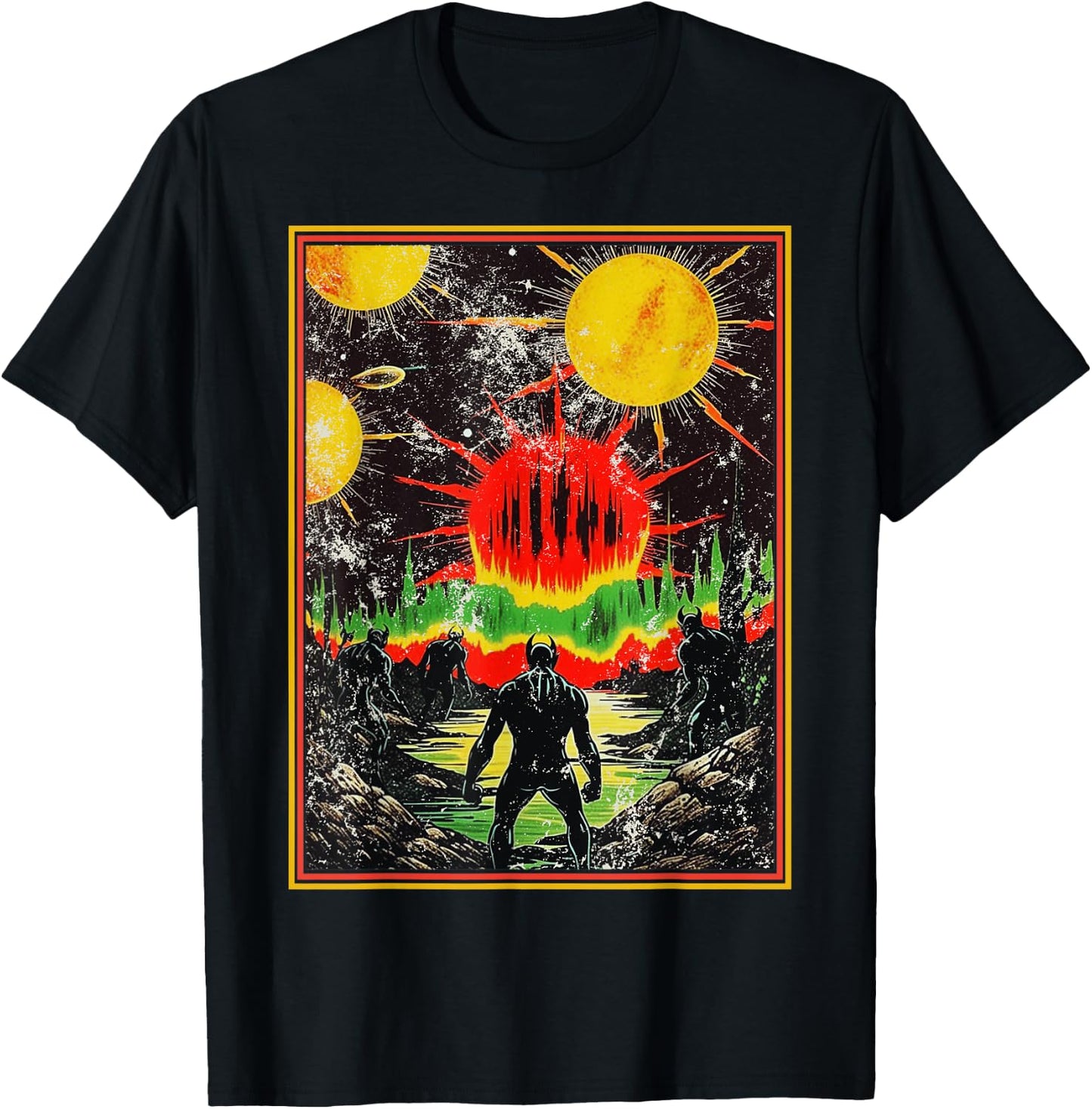 Monstrous Creature Emerging Retro 80s Dark Fantasy Art T-Shirt - T-Shirt | Black