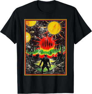 Monstrous Creature Emerging Retro 80s Dark Fantasy Art T-Shirt - T-Shirt | Black