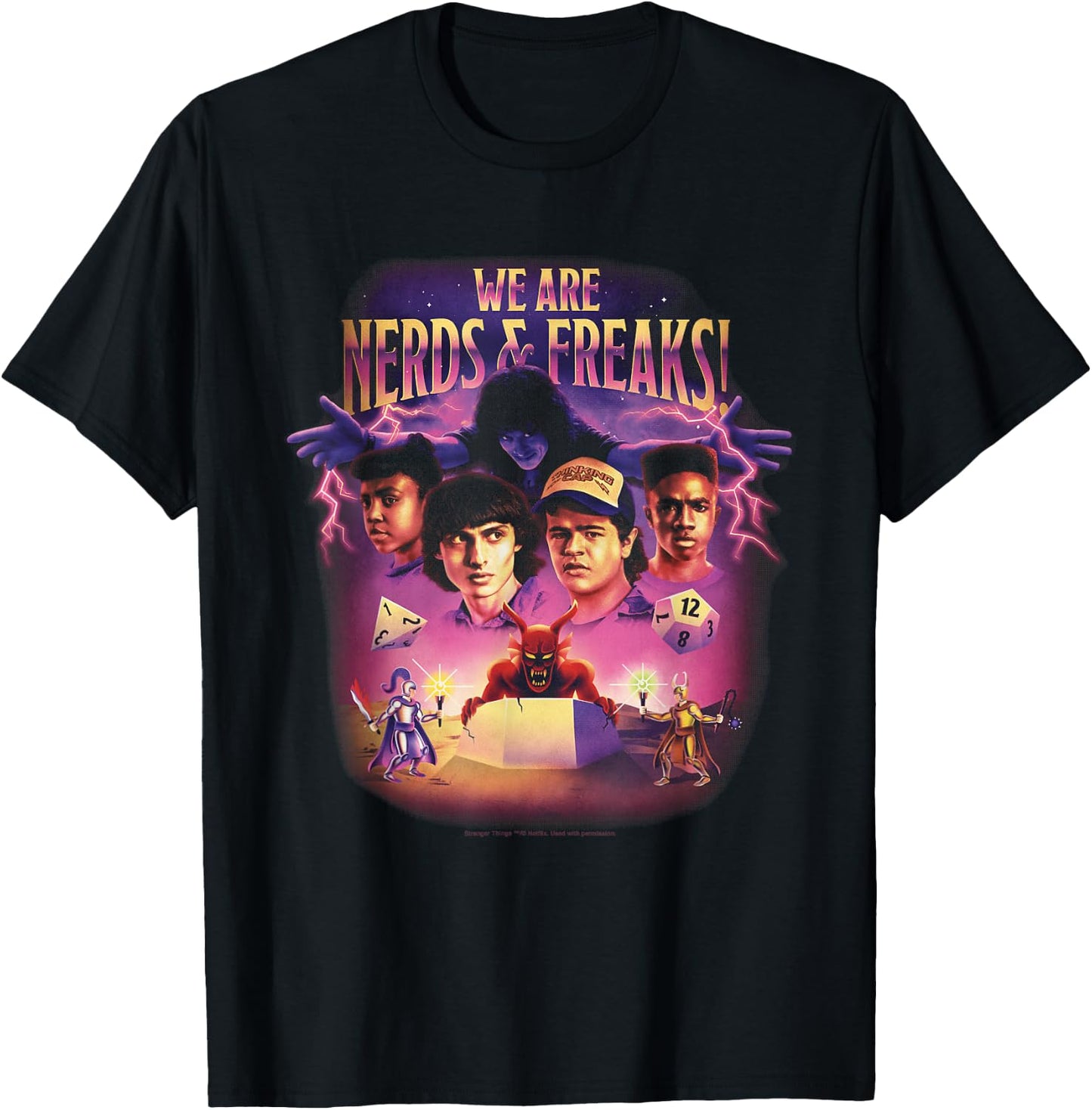 Stranger Things We Are Nerds & Freaks D&D Montage T-Shirt - T-Shirt | Black