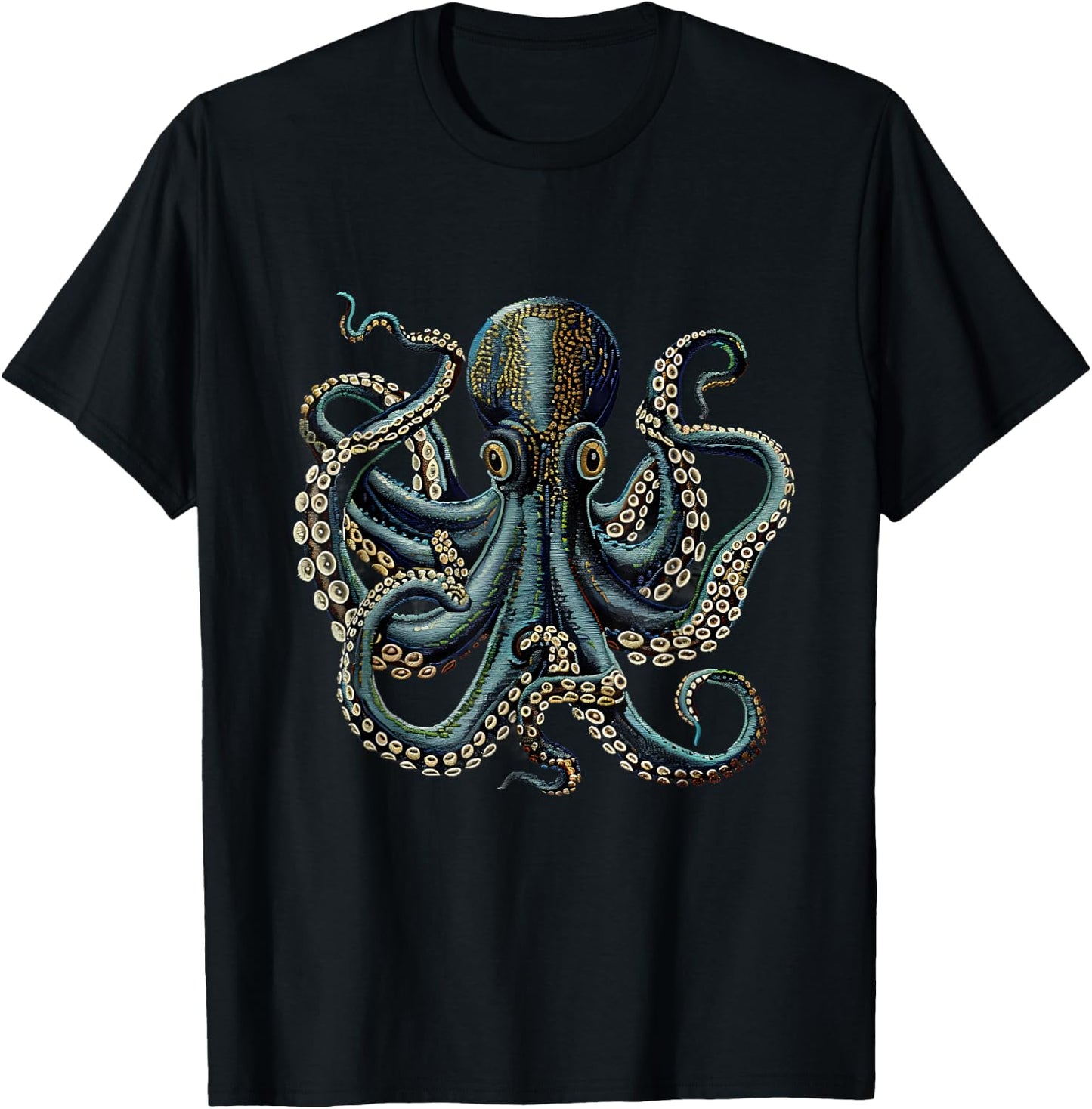 Octopus Sea Monster Motif Ocean Sea Octopus Cthulhu Artwork T-Shirt - T-Shirt | Black