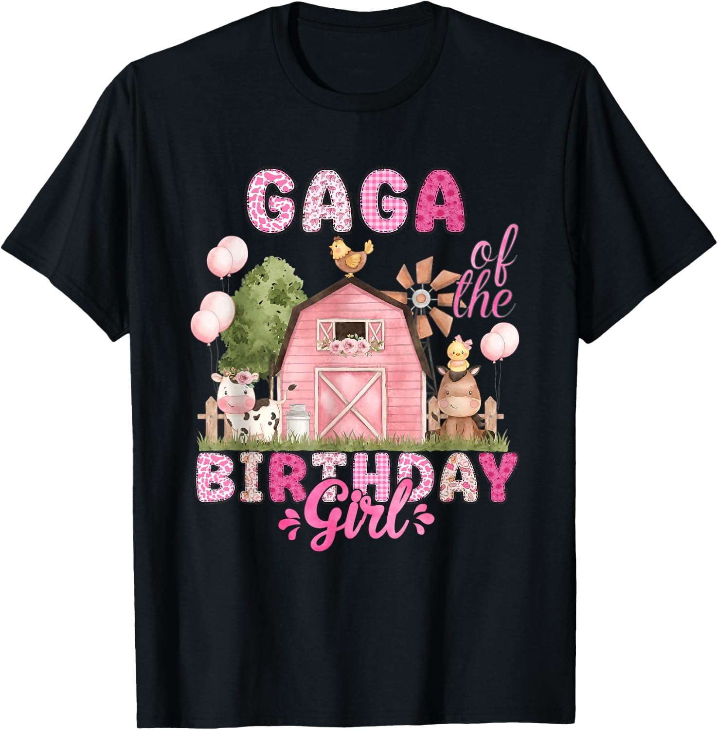 Gaga of The Birthday Girl 1St Bday Cow Farm Family T-Shirt - T-Shirt | Black
