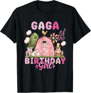 Gaga of The Birthday Girl 1St Bday Cow Farm Family T-Shirt - T-Shirt | Black