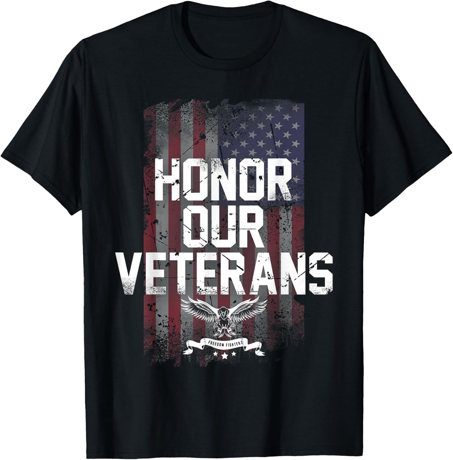 Honor Our Vets Happy Veterans Day Fallen Soldiers T-Shirt - T-Shirt | Black