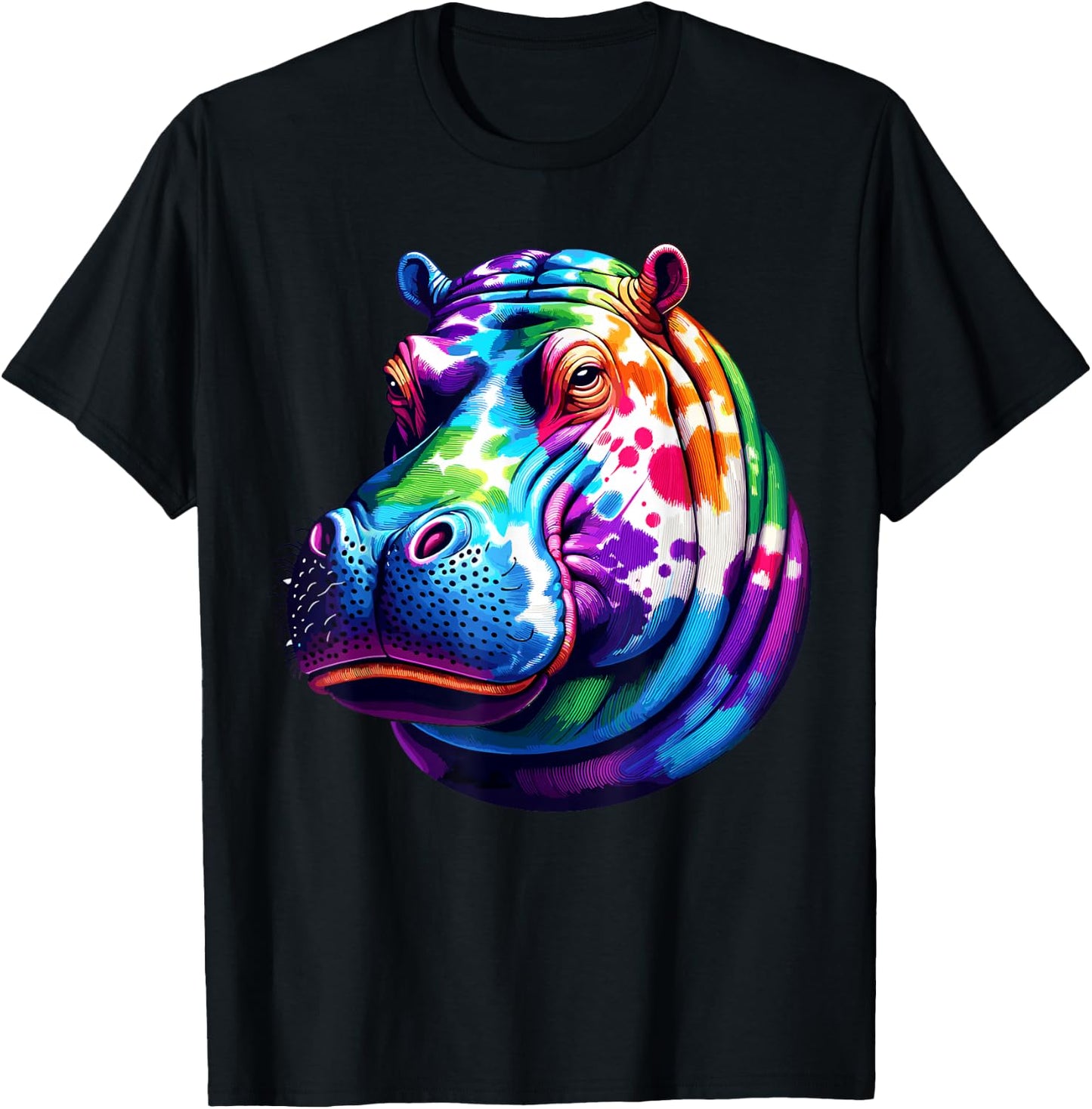 Tie Dye Hippopotamus Lover Stuff Psychedelic Hippo T-Shirt - T-Shirt | Black
