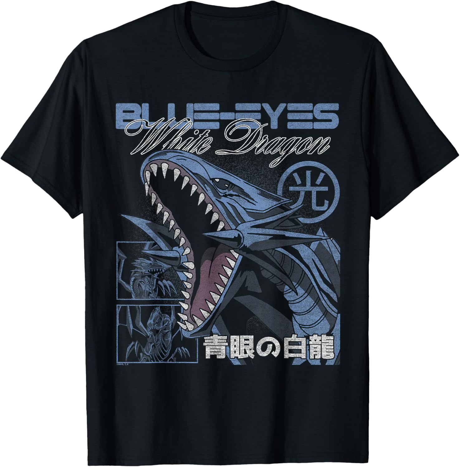 Yu-Gi-Oh! Blue-Eyes White Dragon Modern Collage Card Anime T-Shirt - T-Shirt | Black