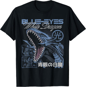 Yu-Gi-Oh! Blue-Eyes White Dragon Modern Collage Card Anime T-Shirt - T-Shirt | Black