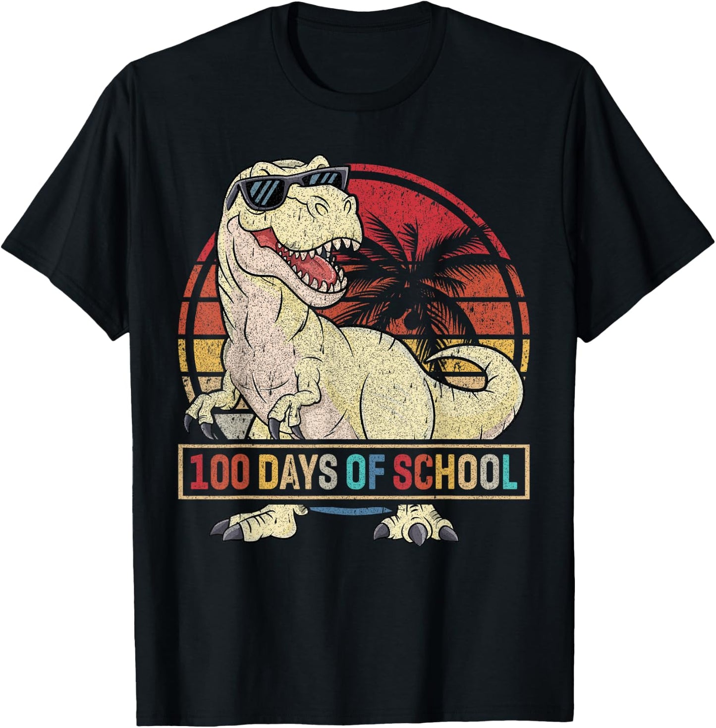100 Days of School Dinosaur 100 Days Smarter Kids 100th Day T-Shirt - T-Shirt | Black