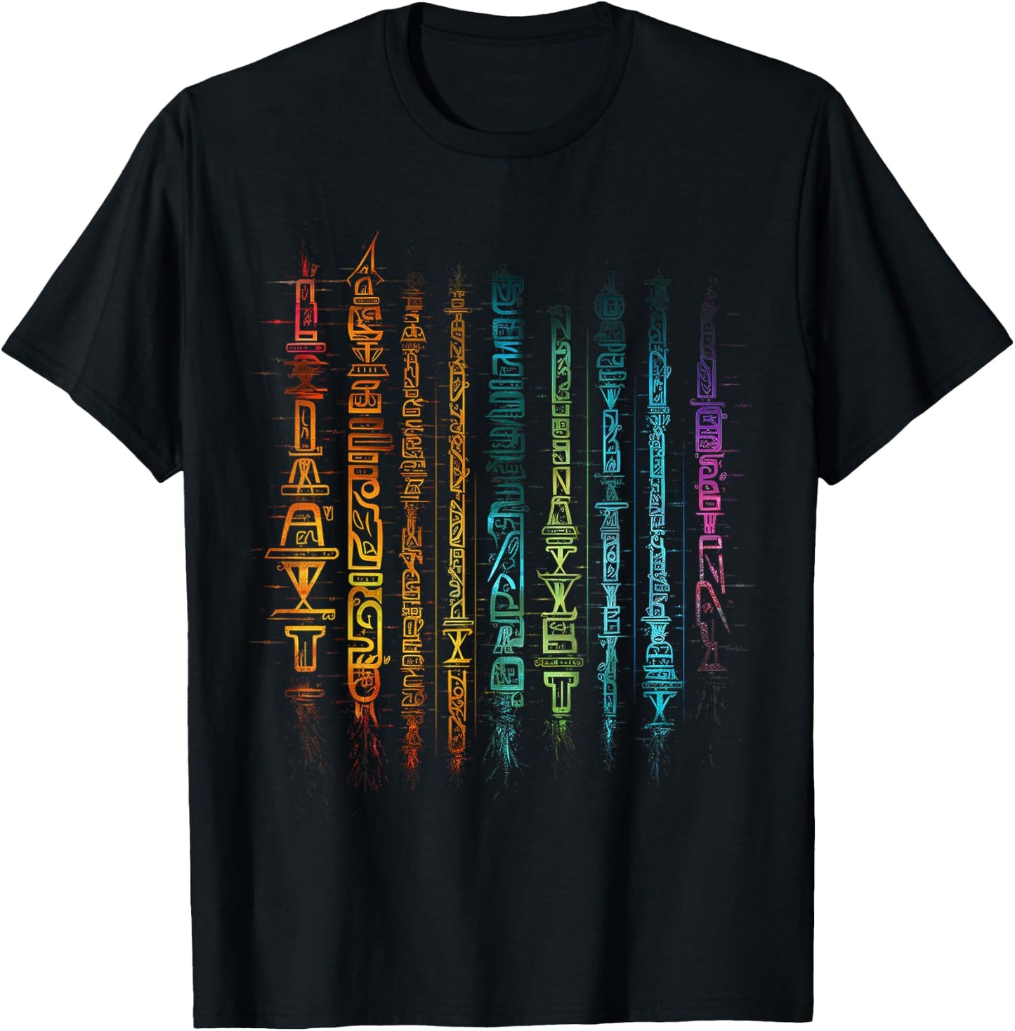Buntes Kunsttext-Grafikmotiv T-Shirt - T-Shirt | Black