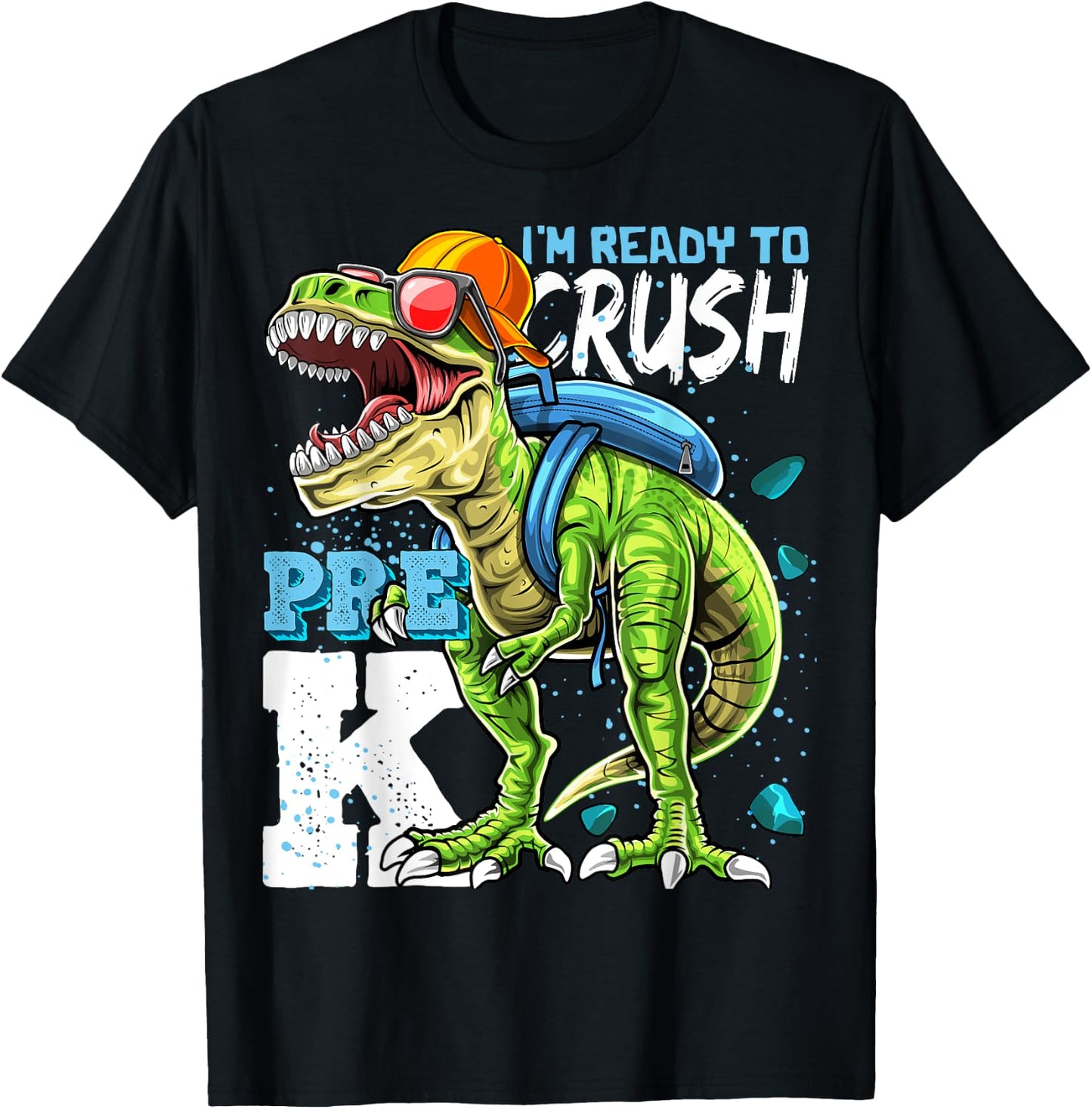 Ready To Crush Pre-K T Rex Dinosaur Back to School Boys Gift T-Shirt - T-Shirt | Black