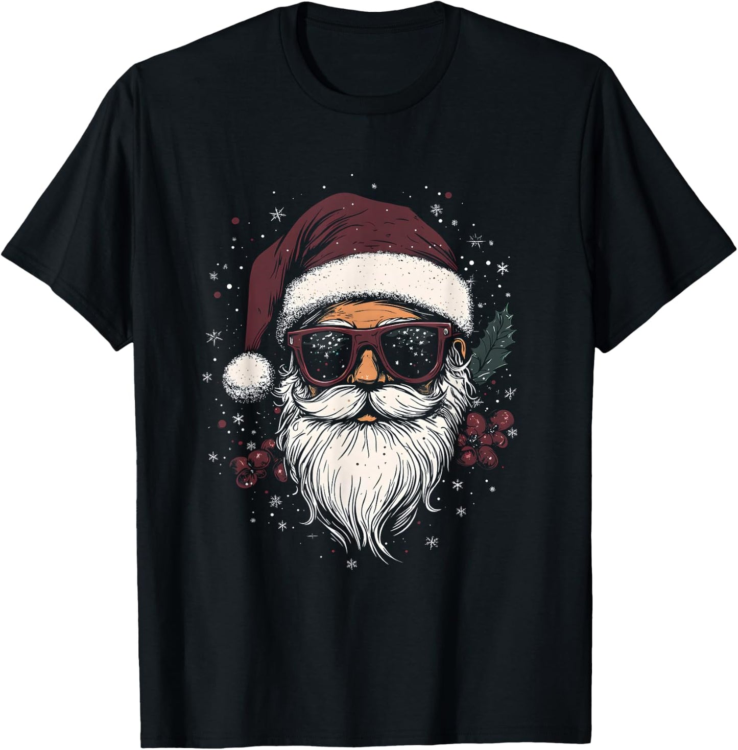 Cool Santa Claus with Sunglasses Christmas , black T-Shirt - T-Shirt | Black