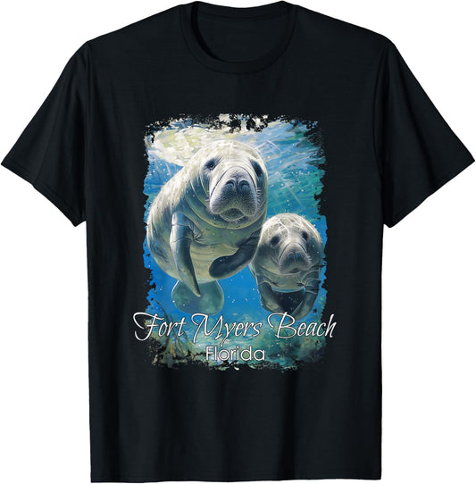 Fort Myers Beach Florida Love The Manatees T-Shirt - T-Shirt | Black