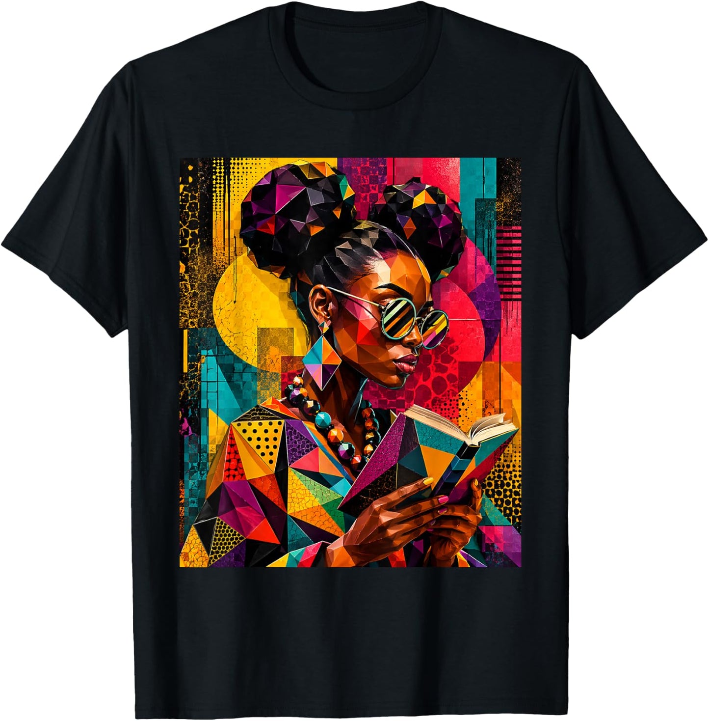 Black History Educated Geometric Women Reading Book Melanin T-Shirt - T-Shirt | Black