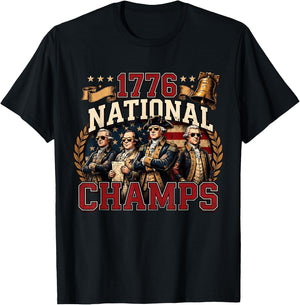 1776 National Champs Funny Patriotic America Founding Father T-Shirt - T-Shirt | Black