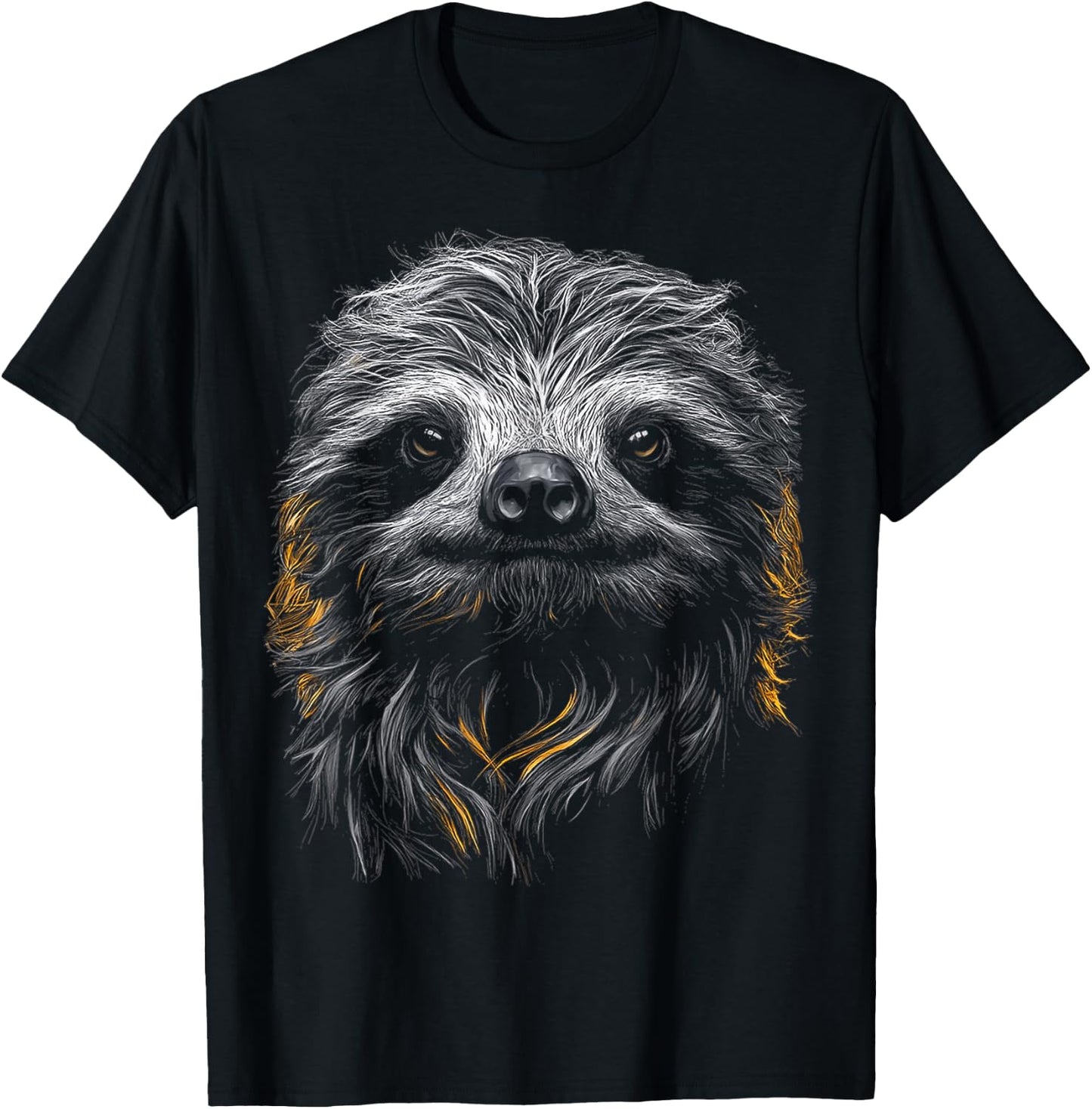 Sloth Face Drawing Art Animal Lover Motif Sloth T-Shirt - T-Shirt | Black