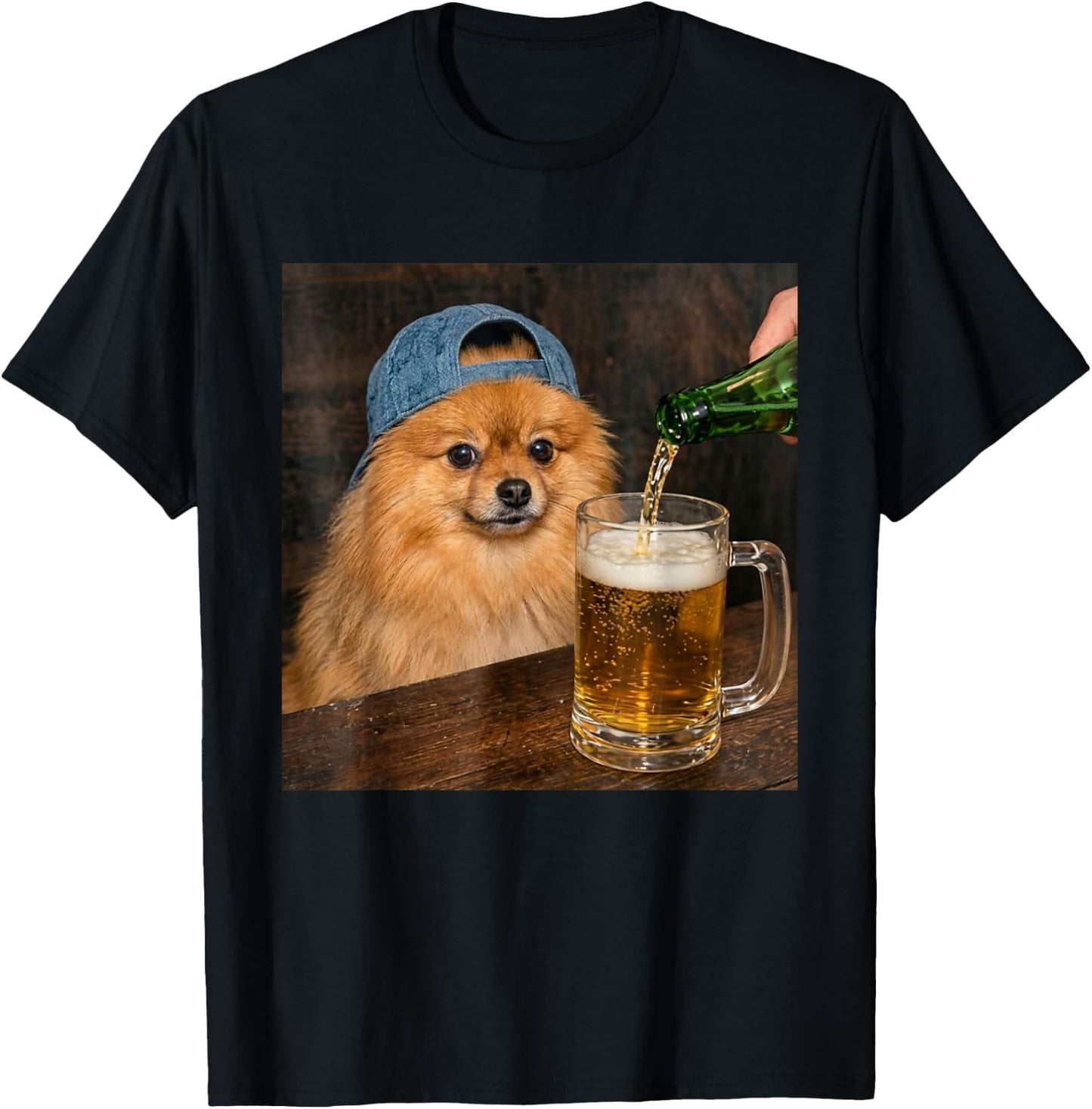 Zwergspitz, Trinkbier, lustig, Zwergspitz, Meme T-Shirt - T-Shirt | Black
