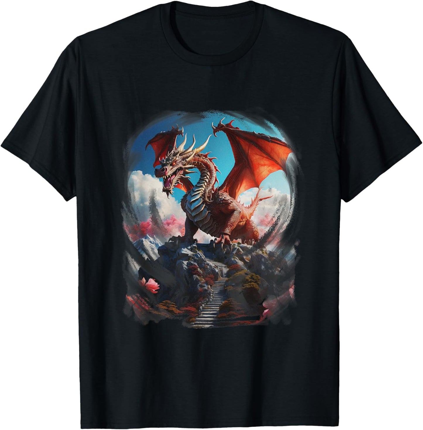 Vintage Big Dragon Art T-Shirt - T-Shirt | Black