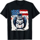 Pop Art Vintage Zoo Farm Animal Squirrel USA Flag T-Shirt - T-Shirt | Black