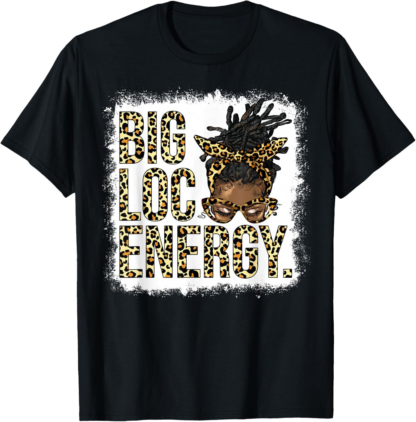 Big Loc Energy Leopard Loc'd Woman Black Girl Juneteenth T-Shirt - T-Shirt | Black