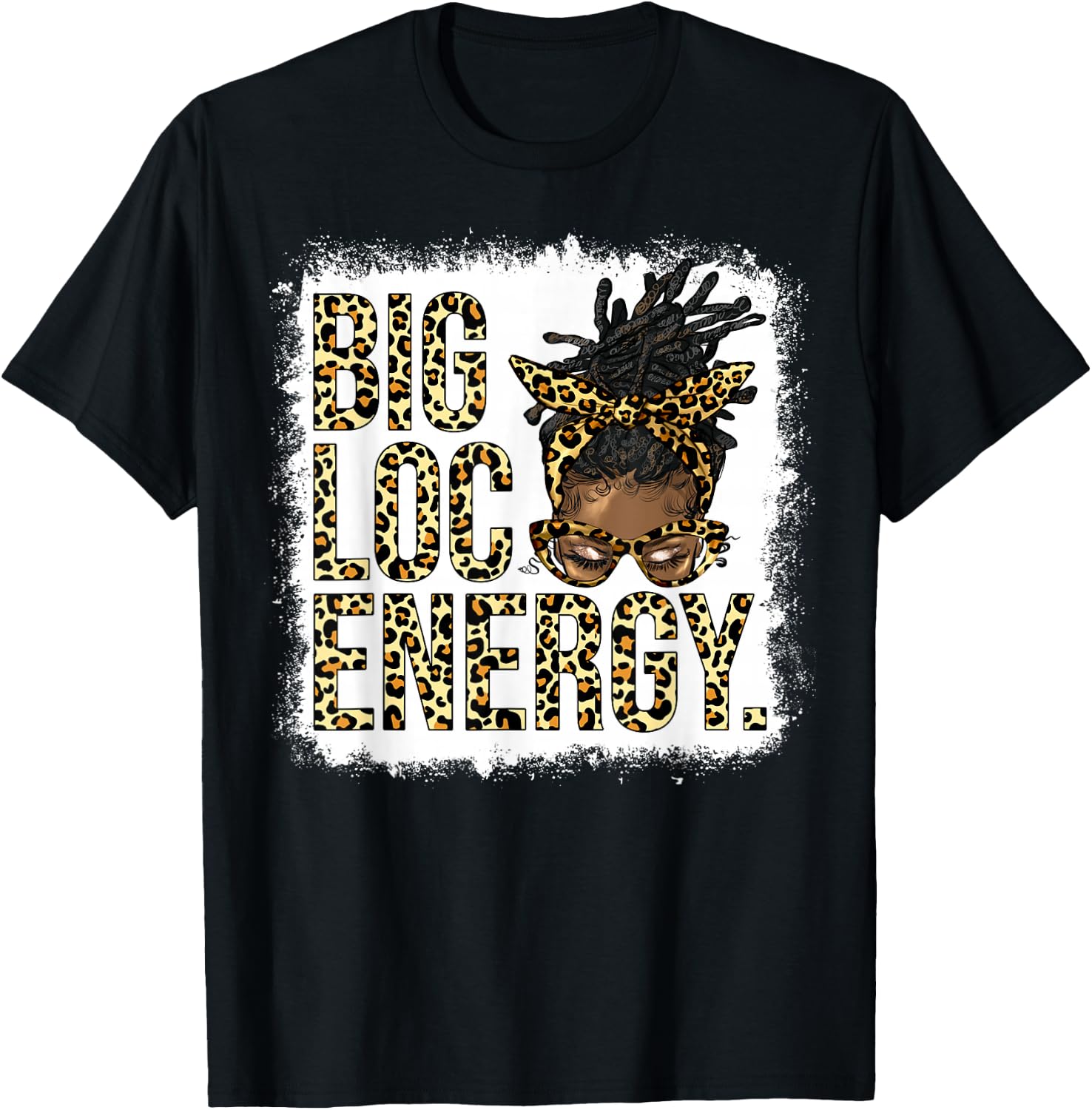 Big Loc Energy Leopard Loc'd Woman Black Girl Juneteenth T-Shirt - T-Shirt | Black