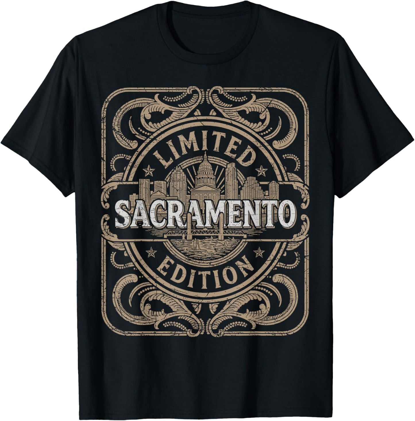 Sacramento Vintage Sacramento California T-Shirt - T-Shirt | Black