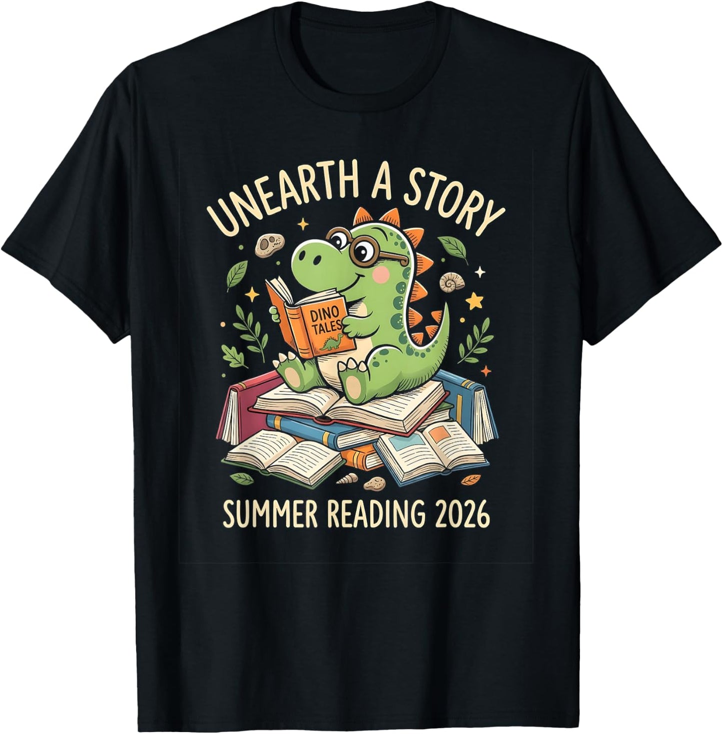 Unreath a Story Summer Library Reading 2026 Dinosaur Book T-Shirt - T-Shirt | Black