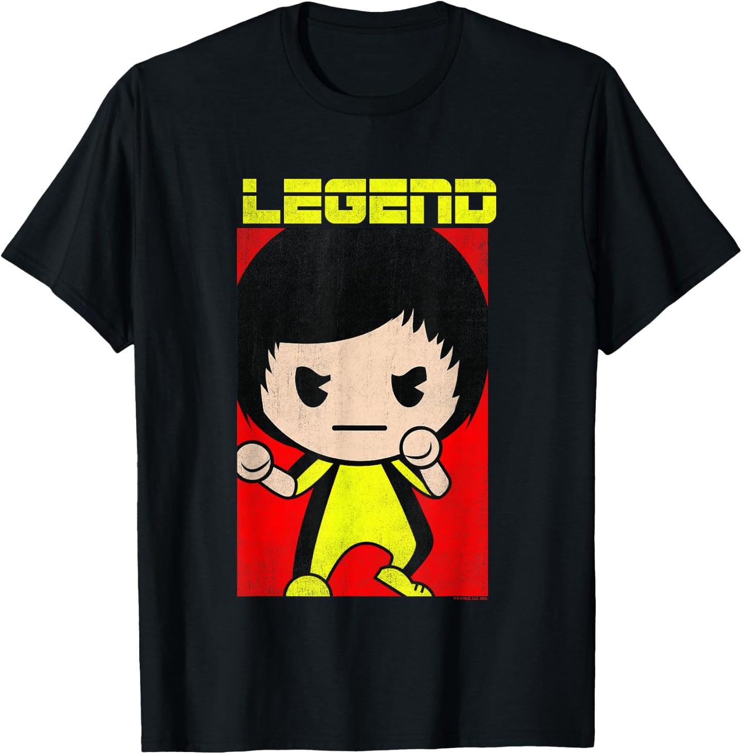 Bruce Lee Legend Iconic Yellow Jumpsuit Vintage Cartoon T-Shirt - T-Shirt | Black