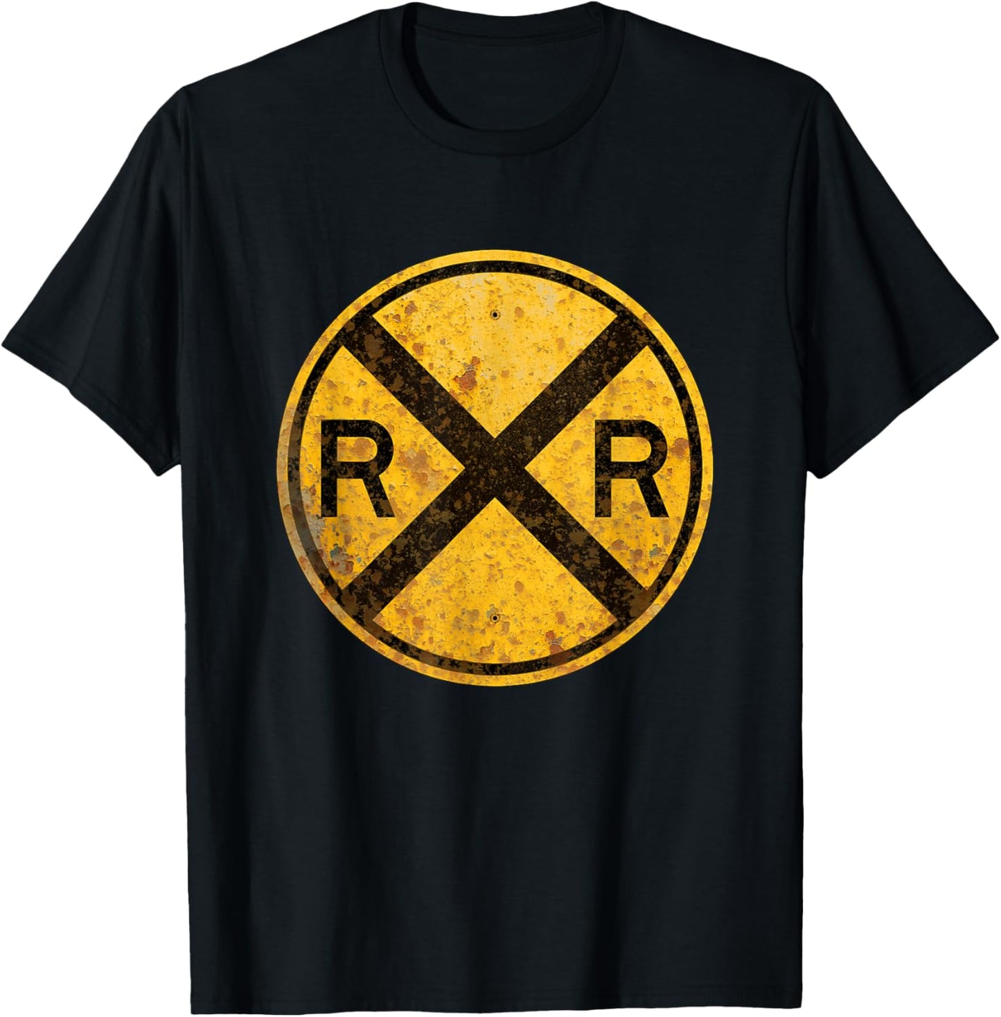 Railroad Crossing Sign 1935 Train Warning Symbol T-Shirt - T-Shirt | Black