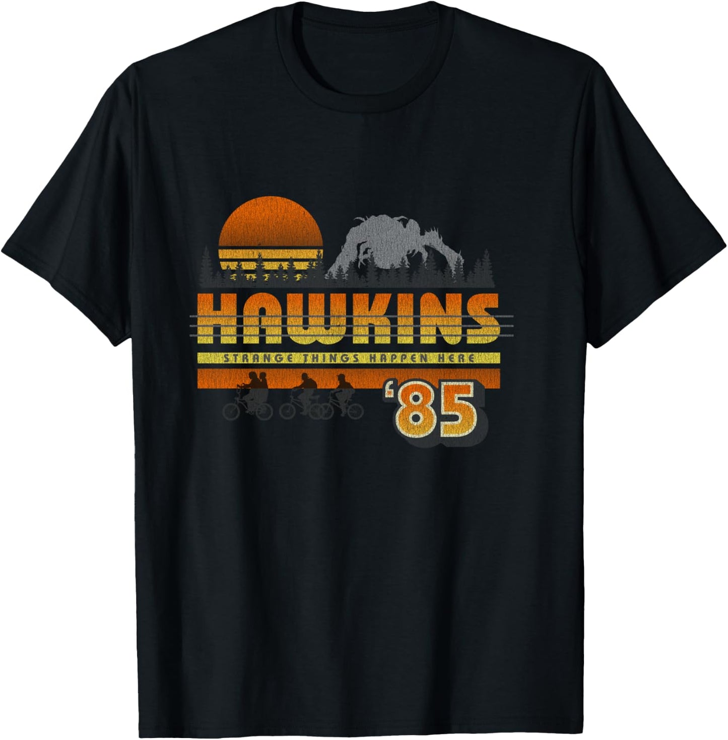 Stranger Things Hawkins Retro 85 T-Shirt - T-Shirt | Black