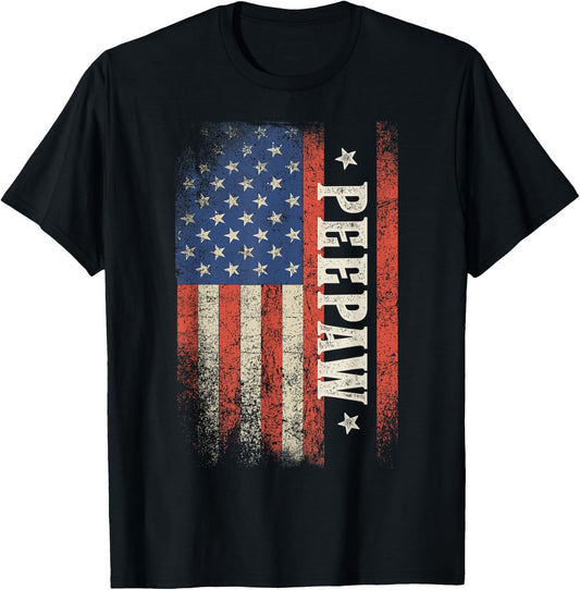 Peepaw American Flag Patriotic USA Vintage T-Shirt - T-Shirt | Black
