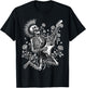 Rock and Roll Rose Skeleton Playing Guitar T-Shirt - T-Shirt | Black