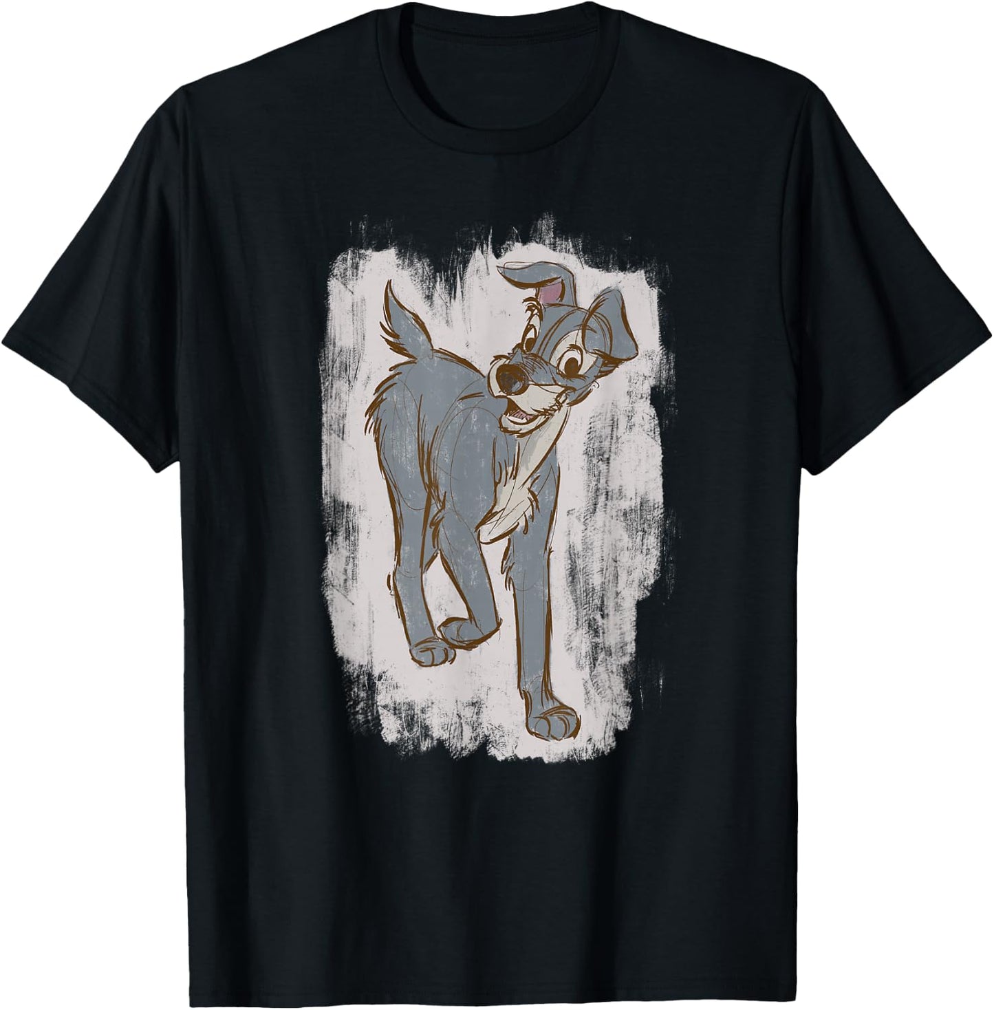 Disney Lady And The Tramp Strut Sketch T-Shirt - T-Shirt | Black