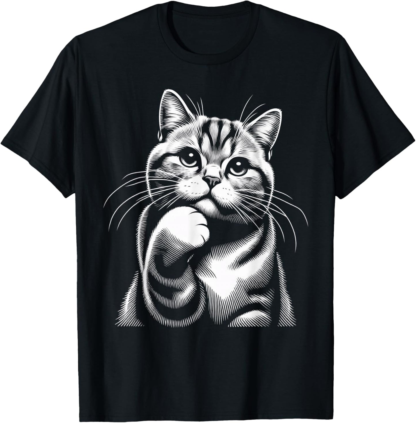 Cute Tabby Cat Paw T-Shirt - T-Shirt | Black