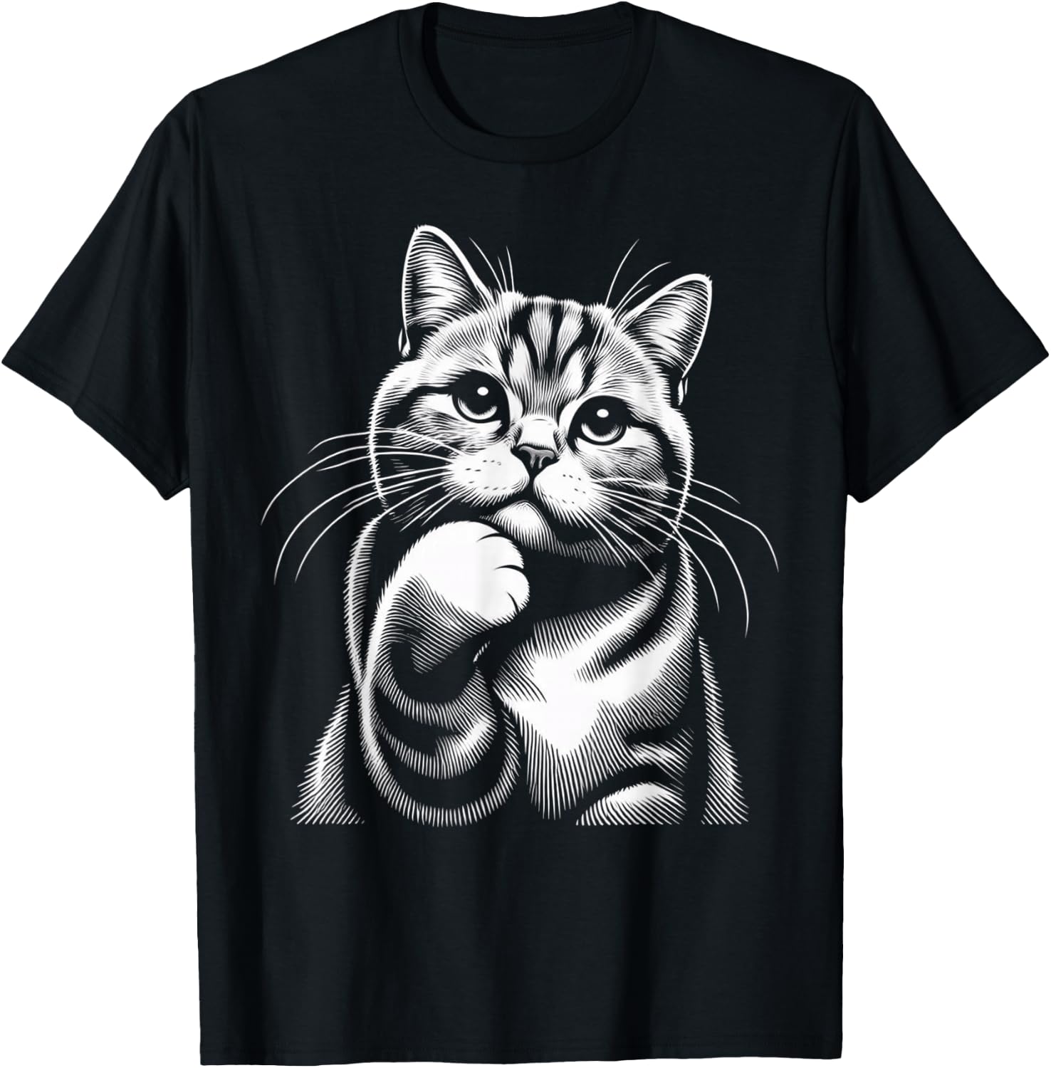 Cute Tabby Cat Paw T-Shirt - T-Shirt | Black