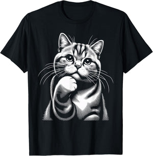 Cute Tabby Cat Paw T-Shirt - T-Shirt | Black