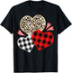 Girls Valentine's Shirts Hearts Love Leopard Red Plaid T-Shirt - T-Shirt | Black