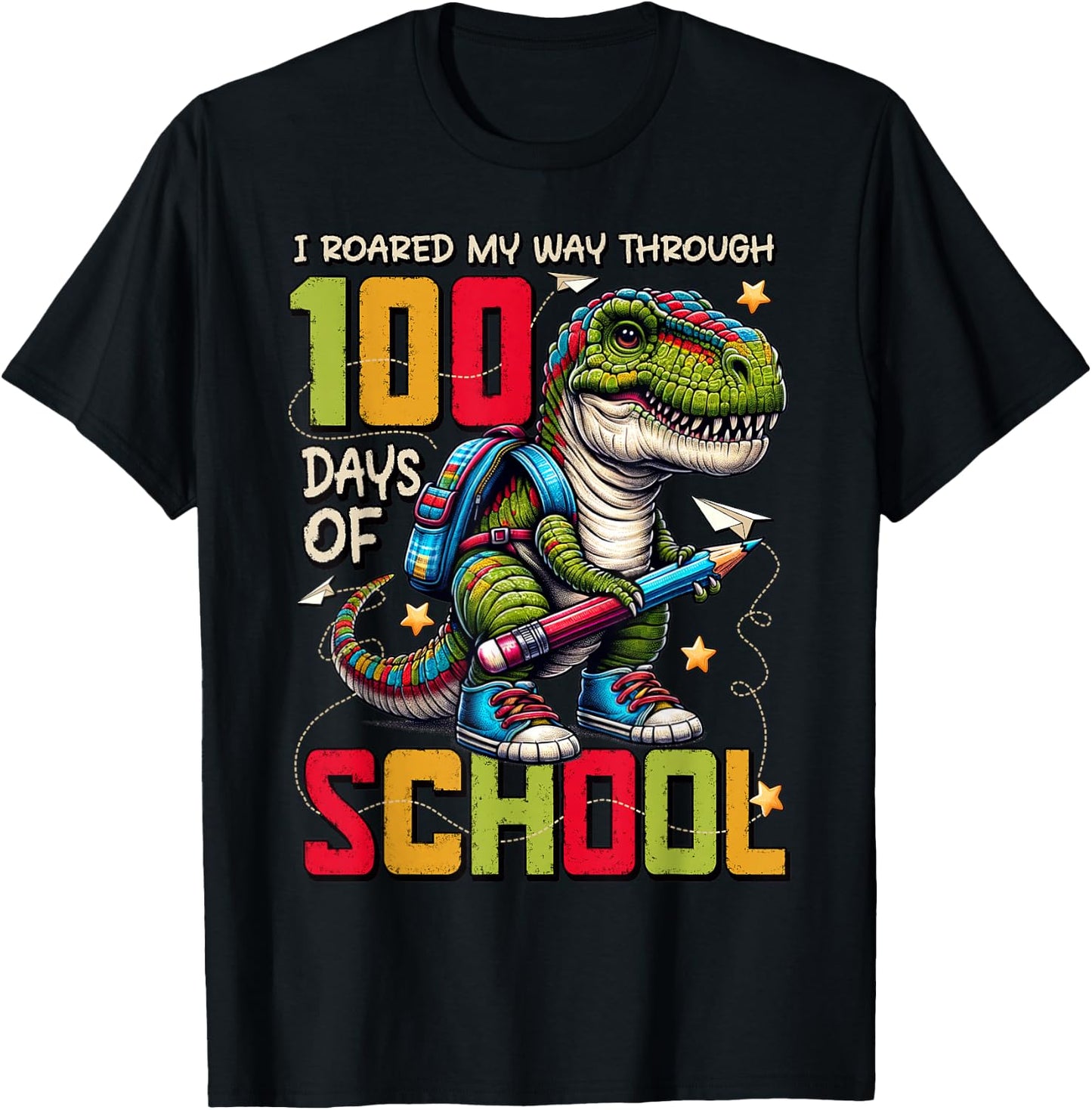 100 Days of School Trex 100 Days Smarter 100th Day of School T-Shirt - T-Shirt | Black