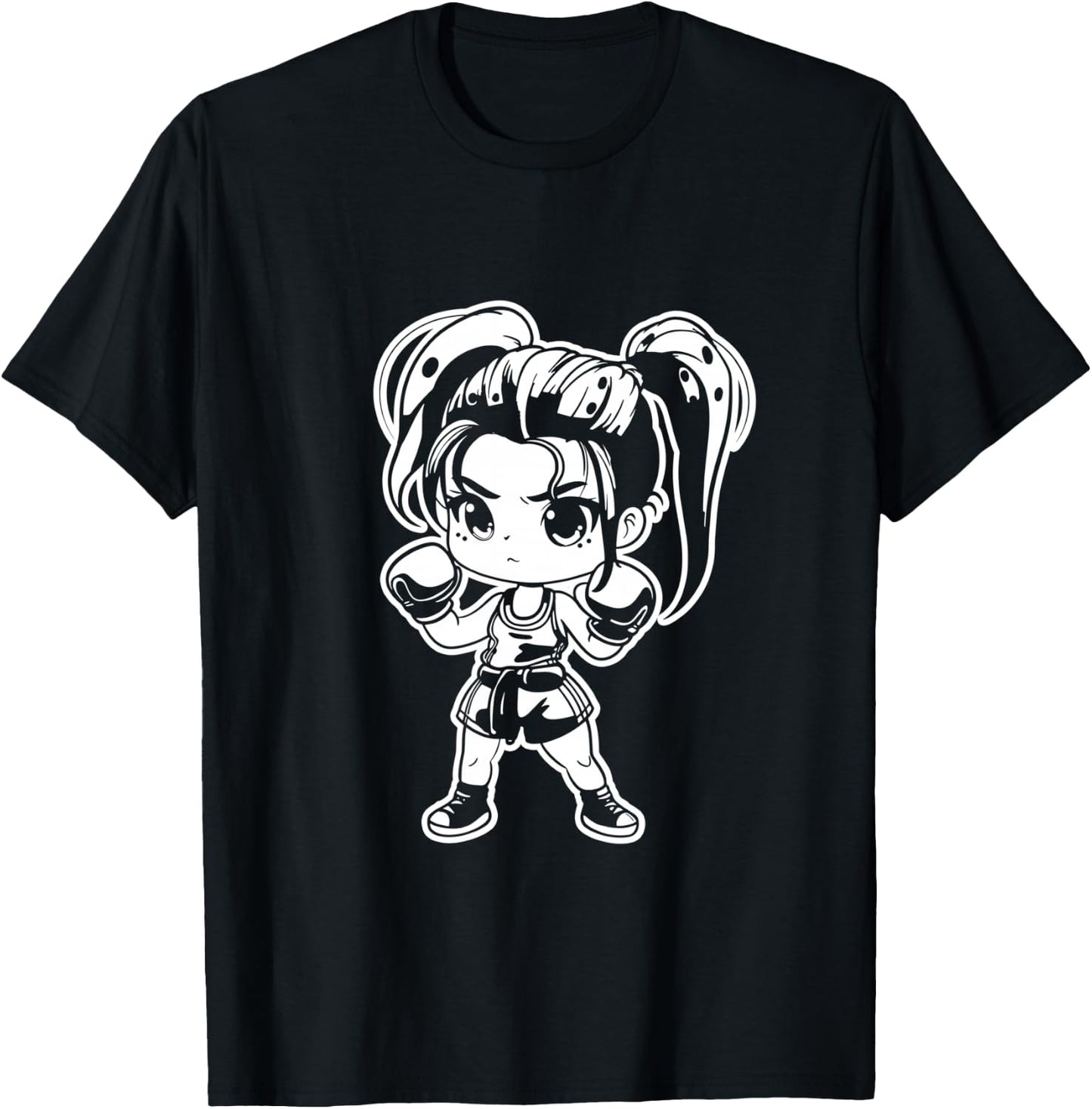 Kickboxing Girl Manga Style for Girls T-Shirt - T-Shirt | Black