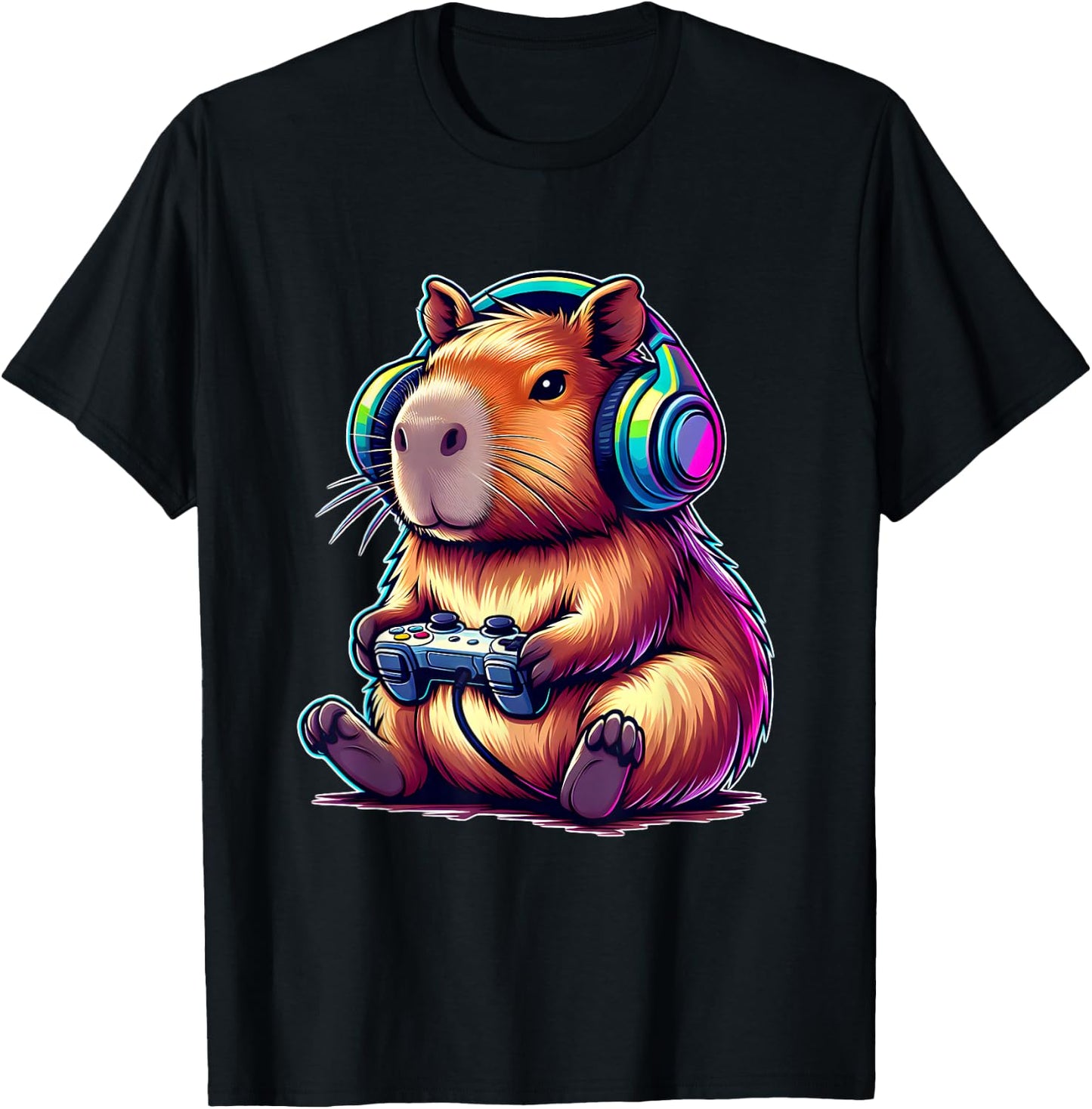Capybara Funny Video Games Capybara , Black, S T-Shirt - T-Shirt | Black