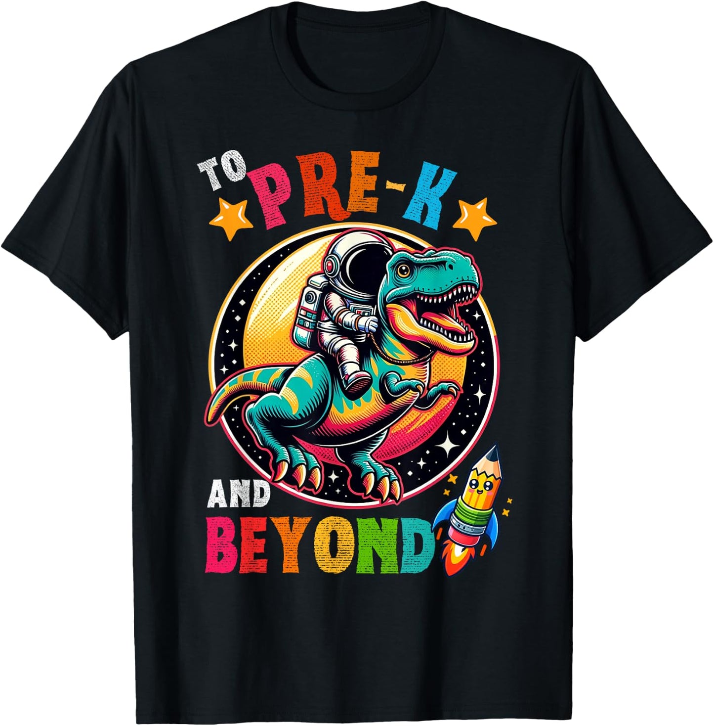 Astronaut Dinosaur boys First day back to School Pre-k Kids T-Shirt - T-Shirt | Black