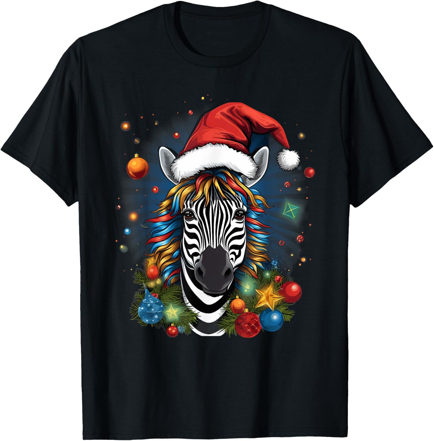 Xmas Zebra Christmas T-Shirt - T-Shirt | Black