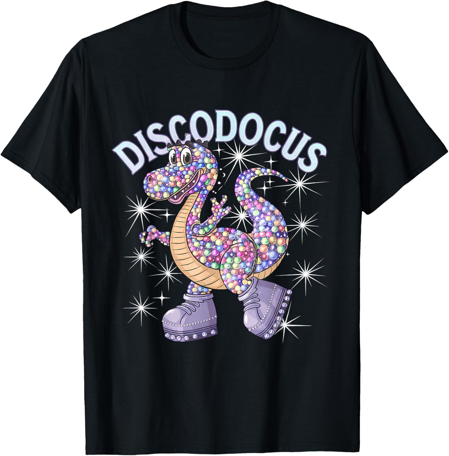 Disco Dino Diplodocus Disco Dance Lover 1970s Disco Party T-Shirt - T-Shirt | Black