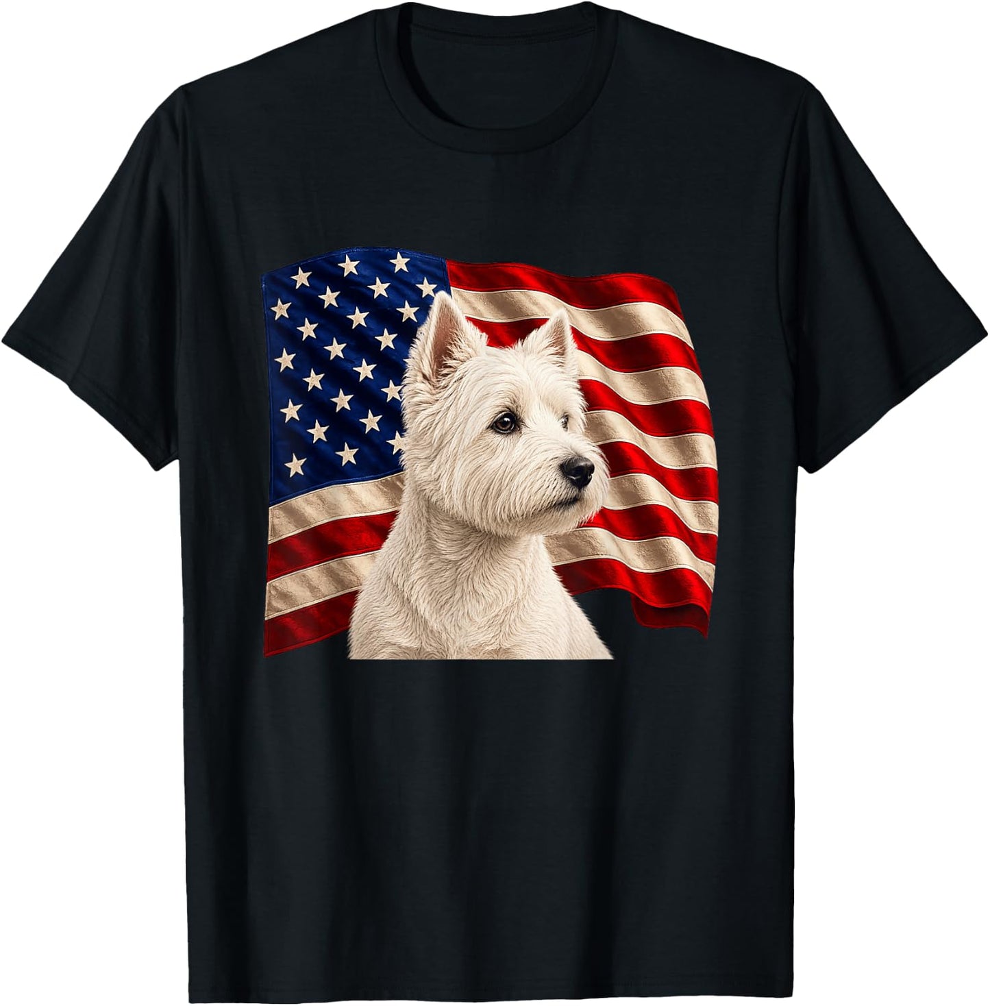 Patriotic 4th July USA Flag West Highland Terrier T-Shirt - T-Shirt | Black