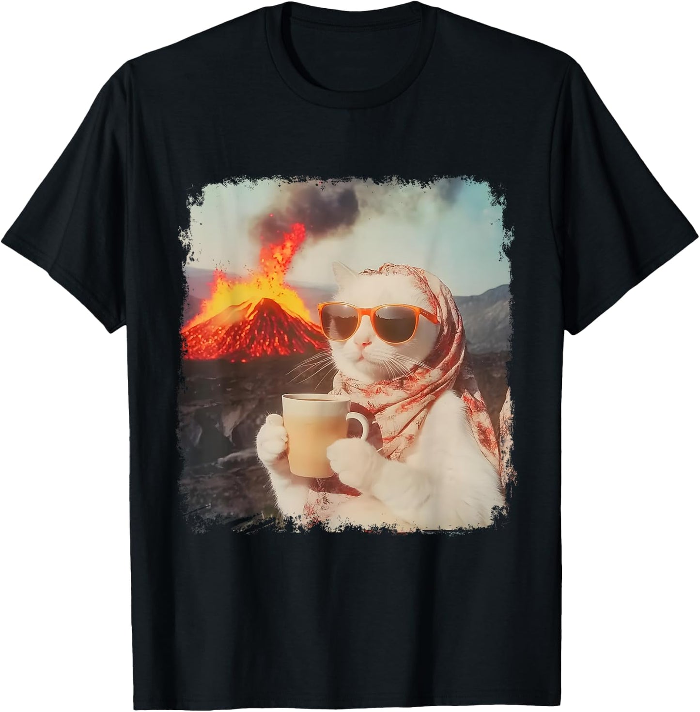 Meme I'm Just A Chill Cat Cool Cat With Coffee By Volcano T-Shirt - T-Shirt | Black