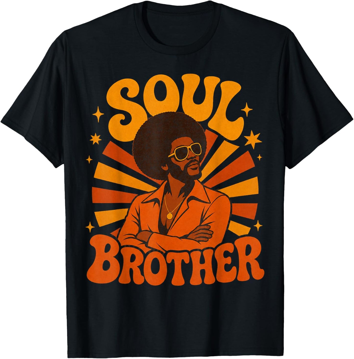 Retro 70s Soul Brother Afro Design T-Shirt - T-Shirt | Black