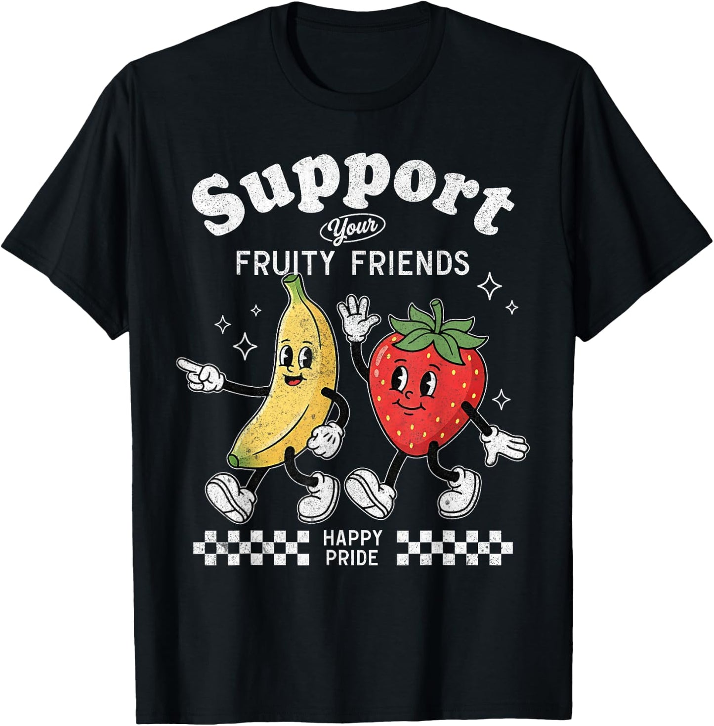 Support Your Fruity Friends Love Wins Gay Pride LGBTQ Month T-Shirt - T-Shirt | Black