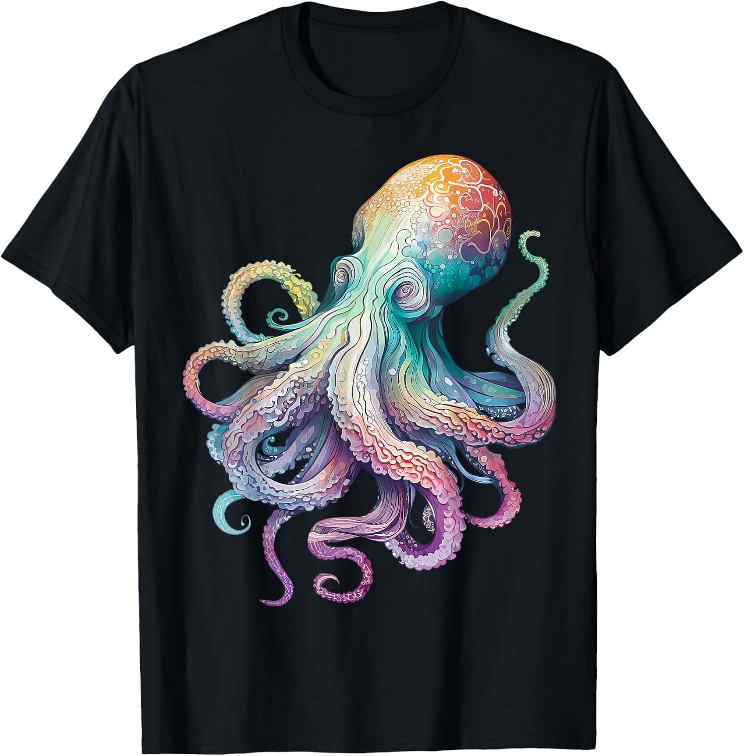 Octopus Beach Lover Ocean Animal Graphic Novelty T-Shirt - T-Shirt | Black